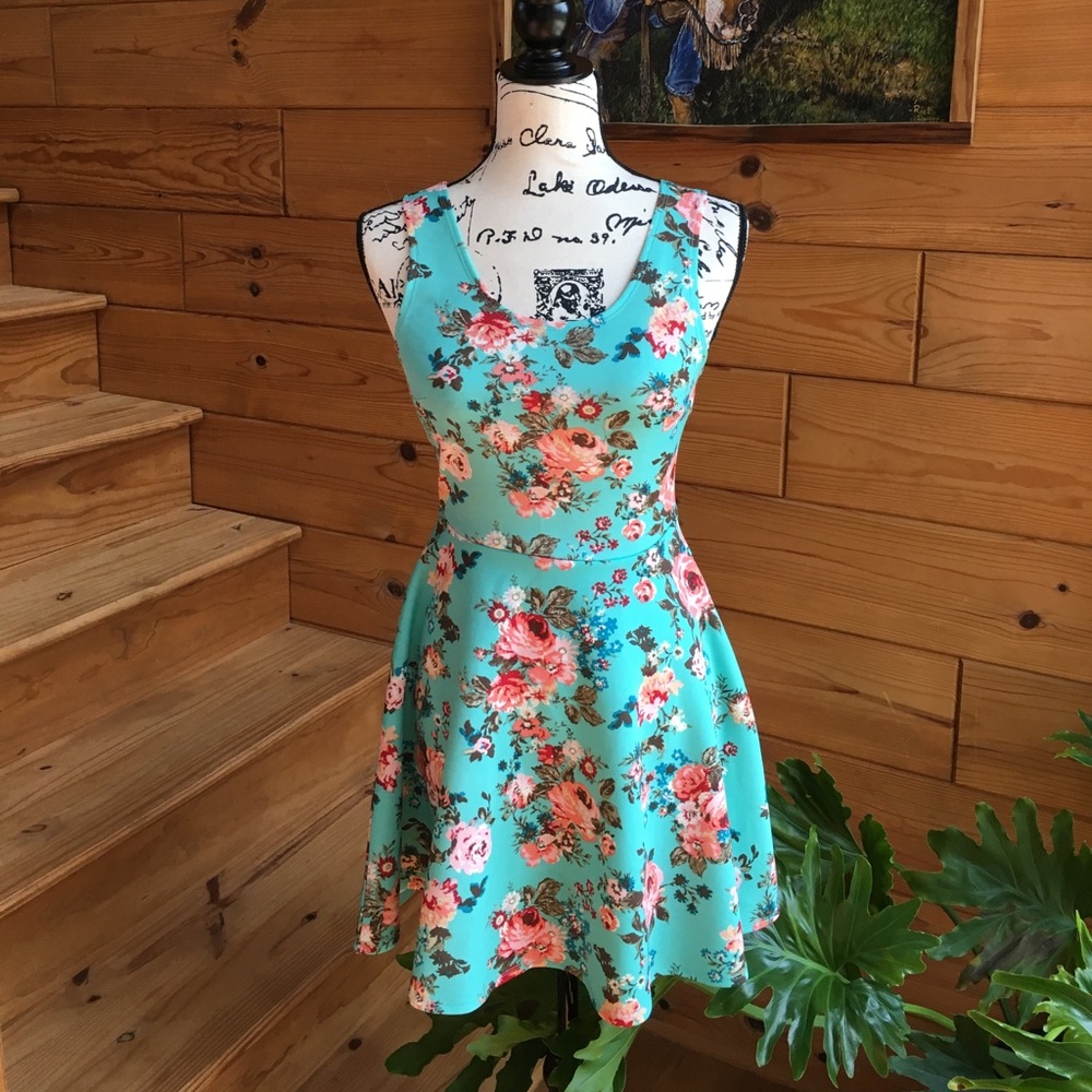 Floral teal dress