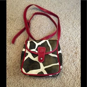 Patterned, long strapped purse