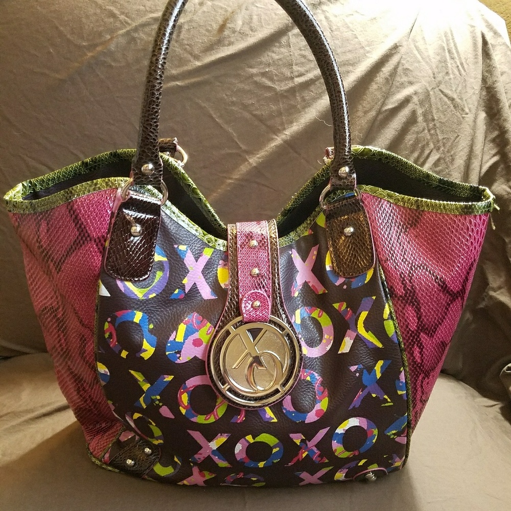 Multi colored XoXo tote