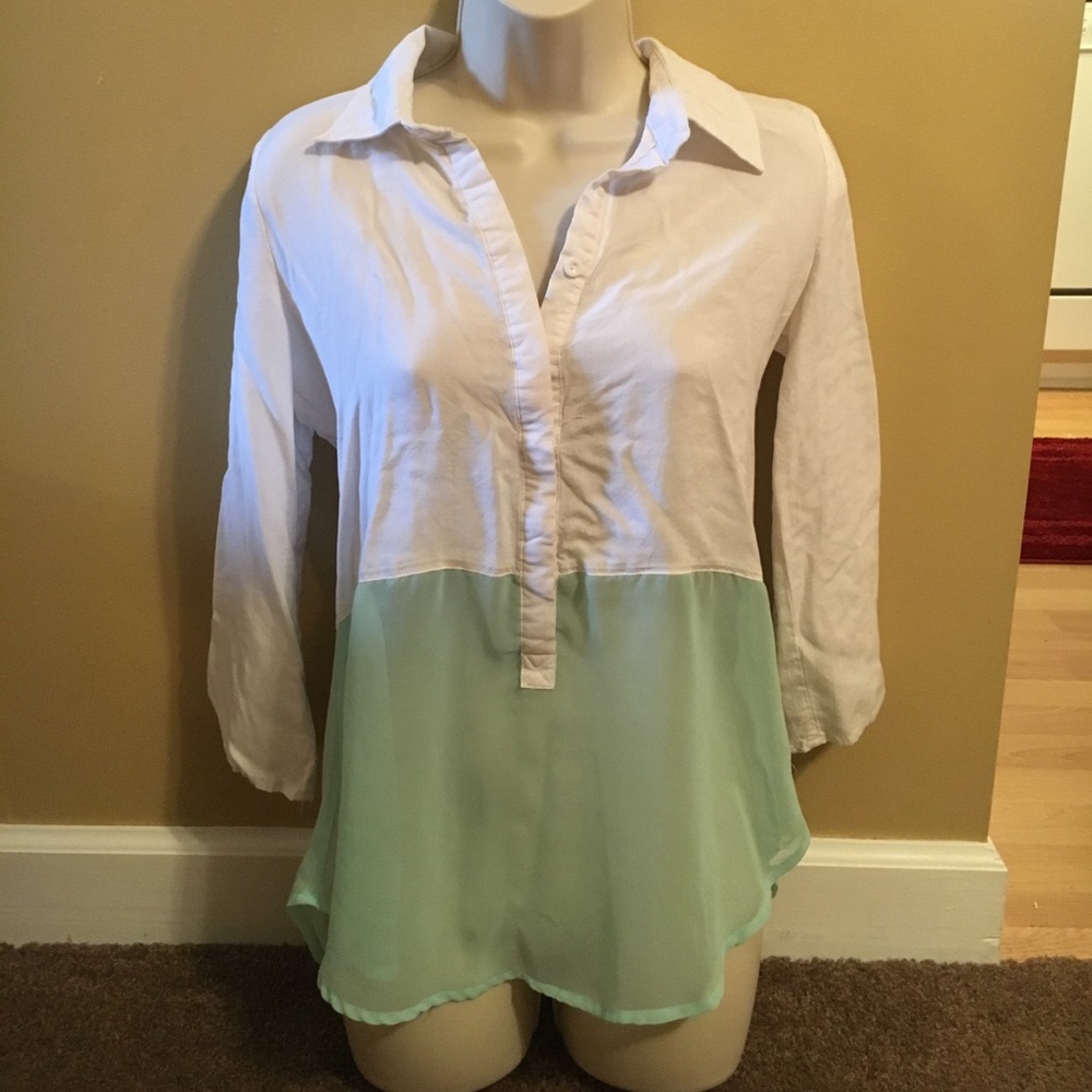 White and Mesh See Through Blouse