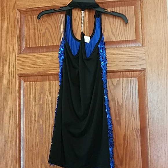 Blue sequin tank top - Picture 2 of 3
