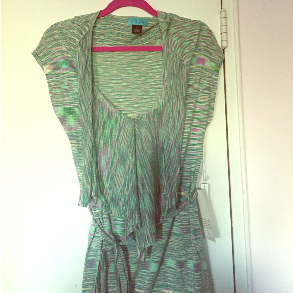 NWT Stacia Bamboo Belted Dress w Ruffle