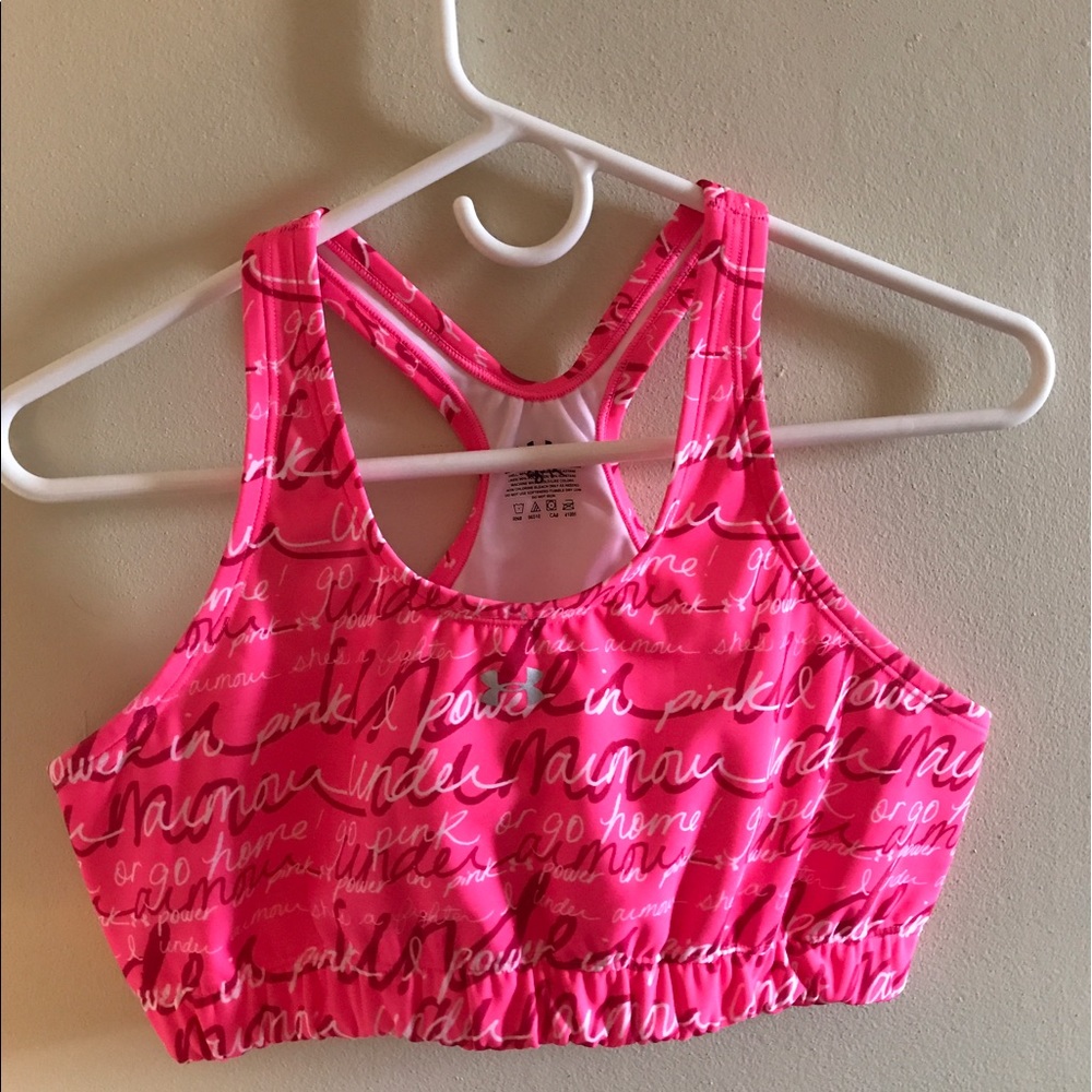 Under Armour pink swimsuit sports bra