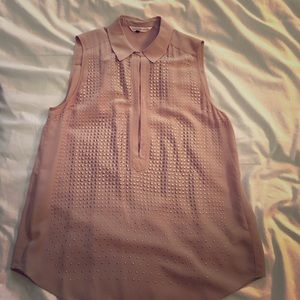REBECCA TAYLOR SZ 8 silk top nude/rose gold studs