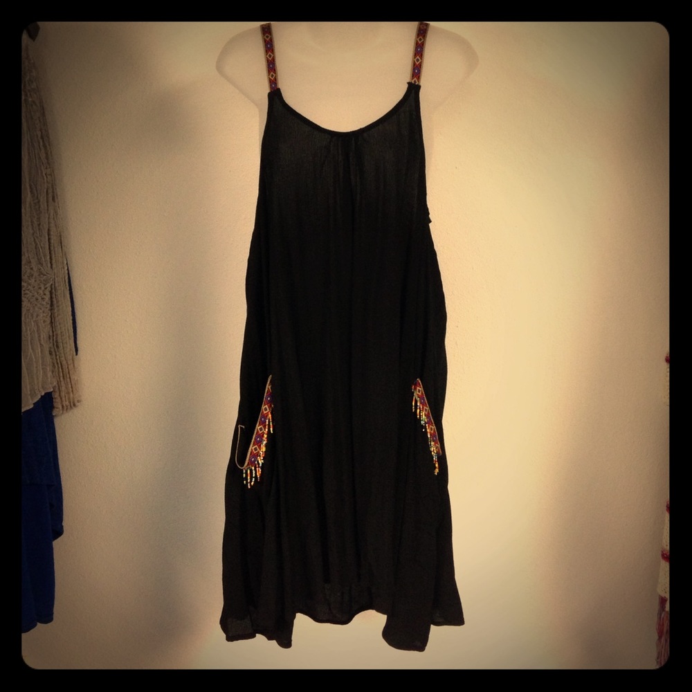 New with tags flared beaded pockets mini dress