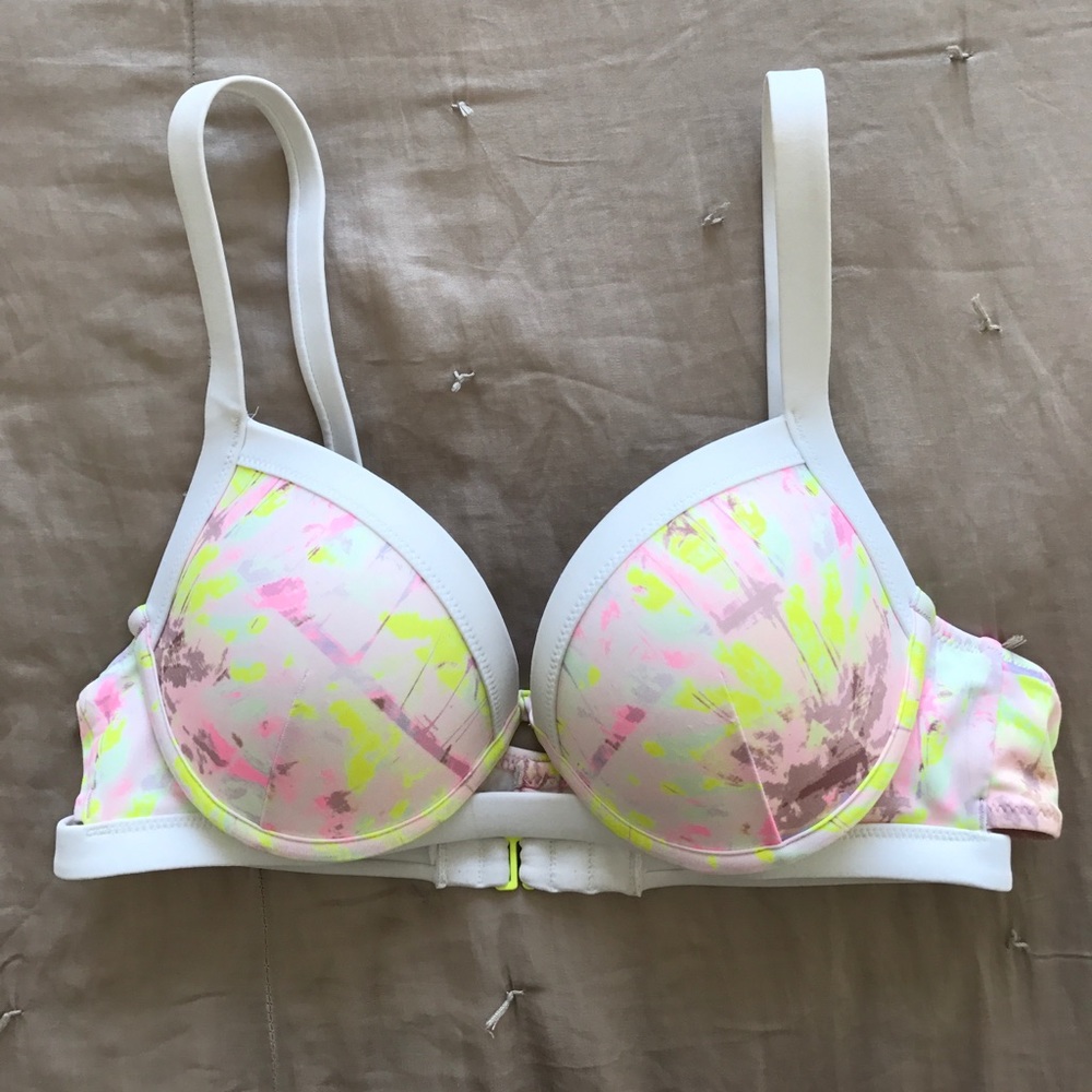 White/pink/yellow Victoria's Sec bathing suit top
