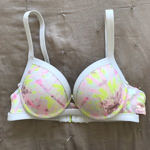 White/pink/yellow Victoria's Sec bathing suit top