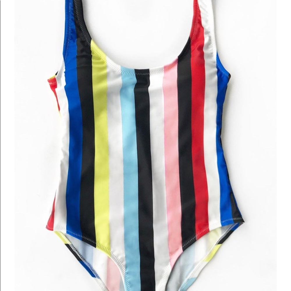 Striped one piece swimsuit