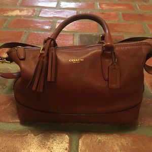 Authentic brown leather coach handbag