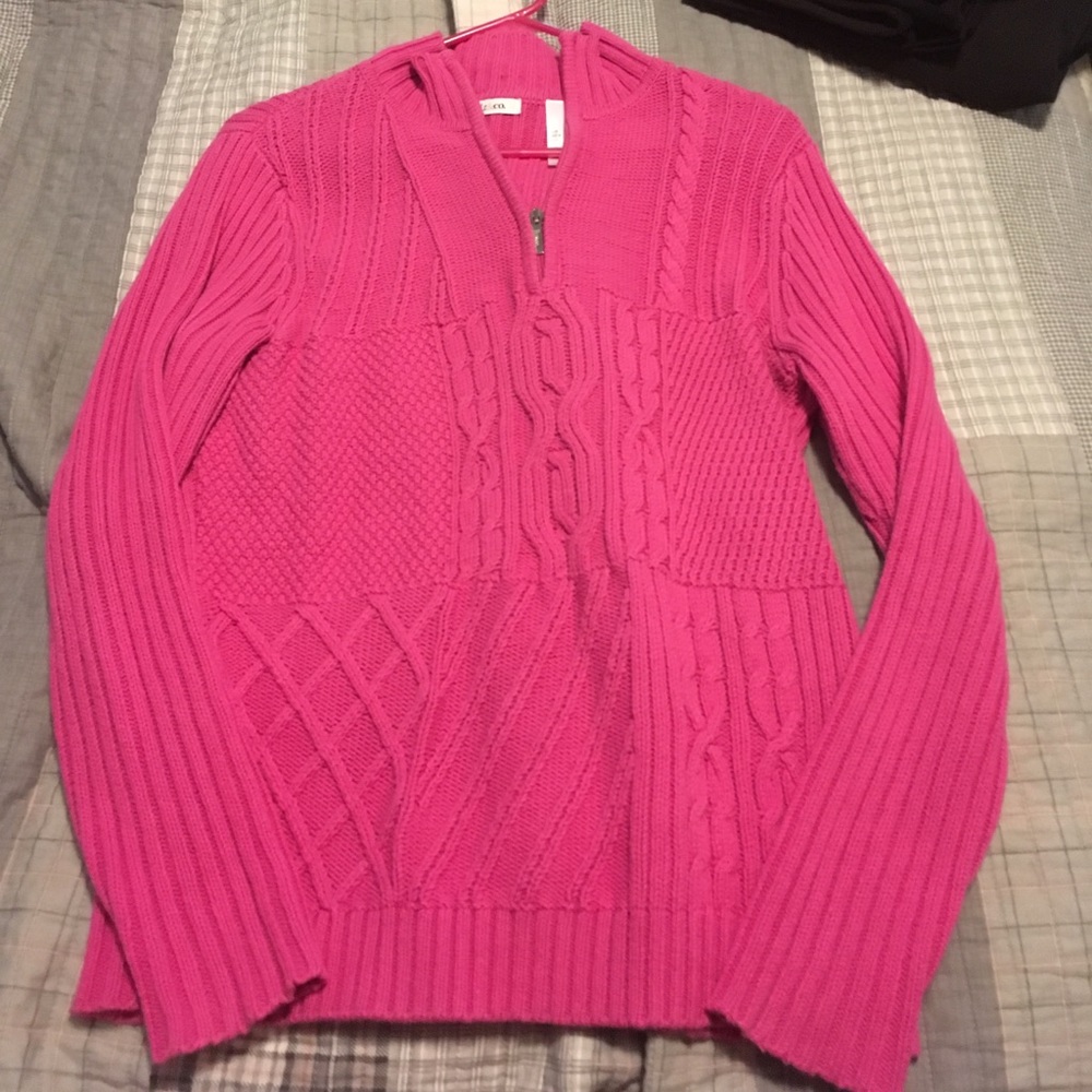Pretty Pink cable knit sweater Large