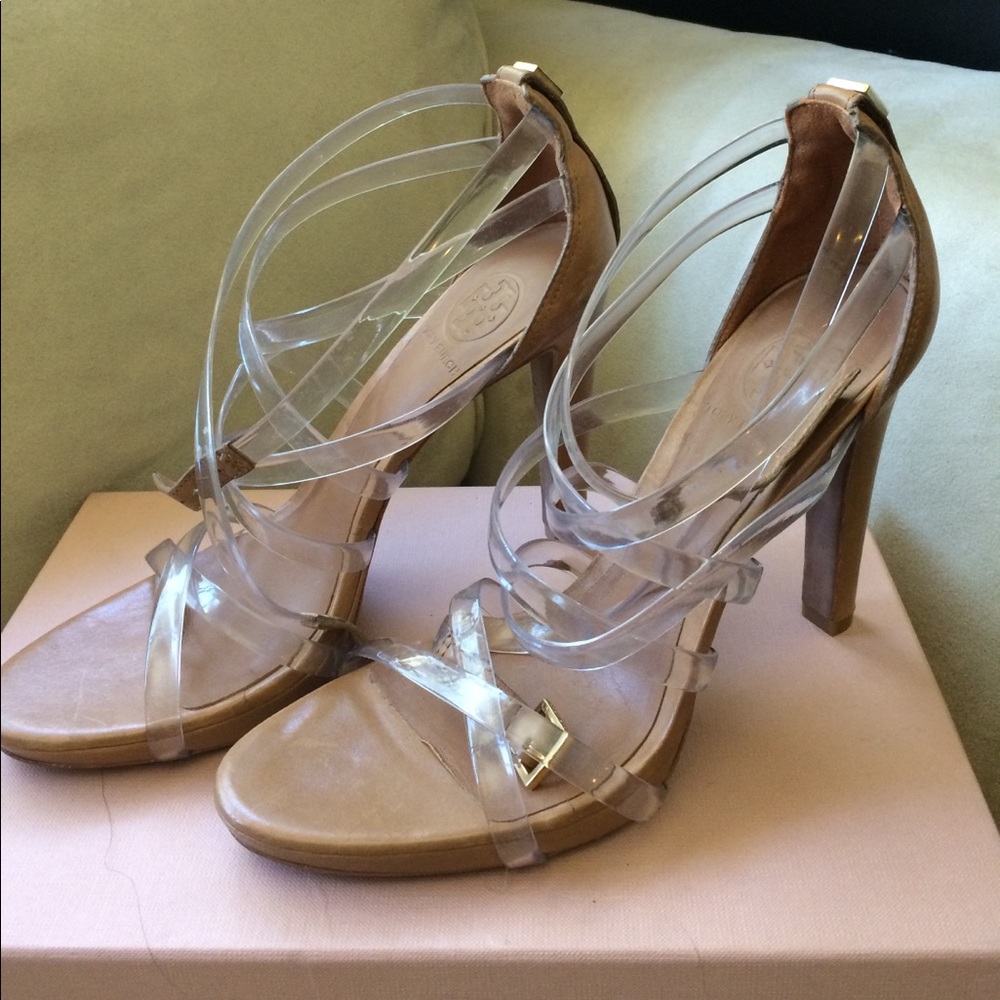 Tory Burch Clear & Nude Heels