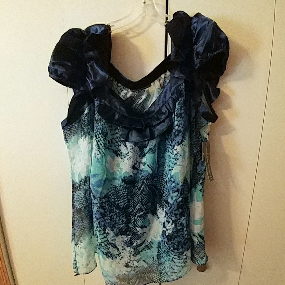 Cute blue sheer top with cami