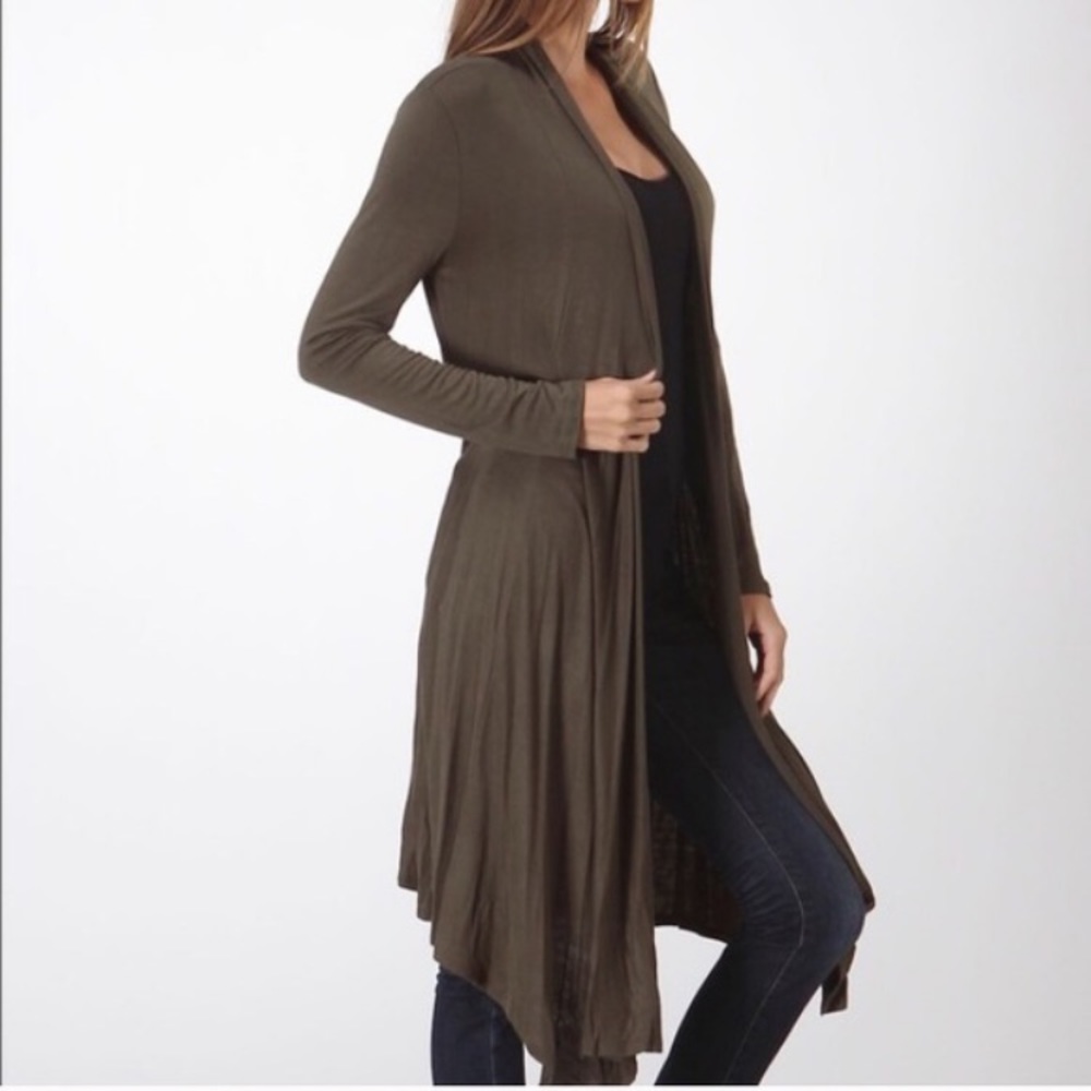 Lightweight Olive Duster With Ties New With Tags - Picture 2 of 3