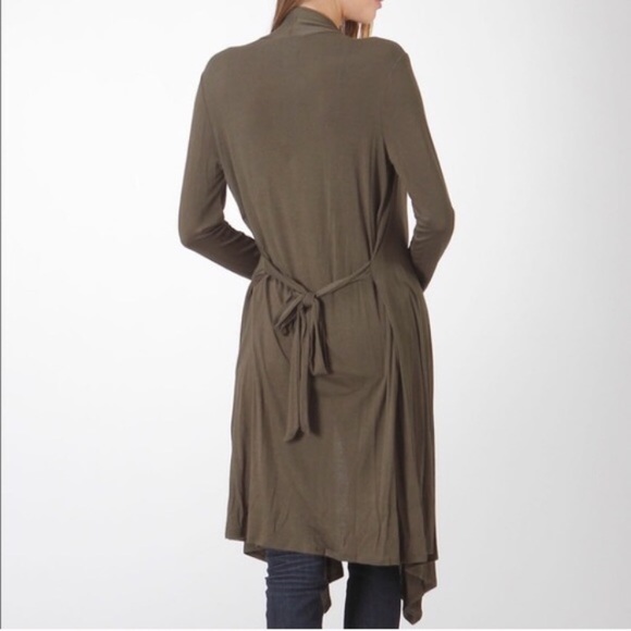 Lightweight Olive Duster With Ties New With Tags - Picture 3 of 3