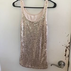 Soft gold sequined tank