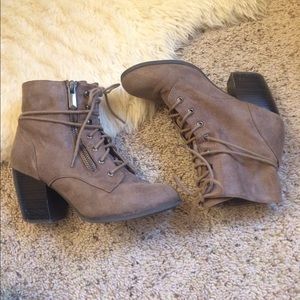 Brown heeled booties