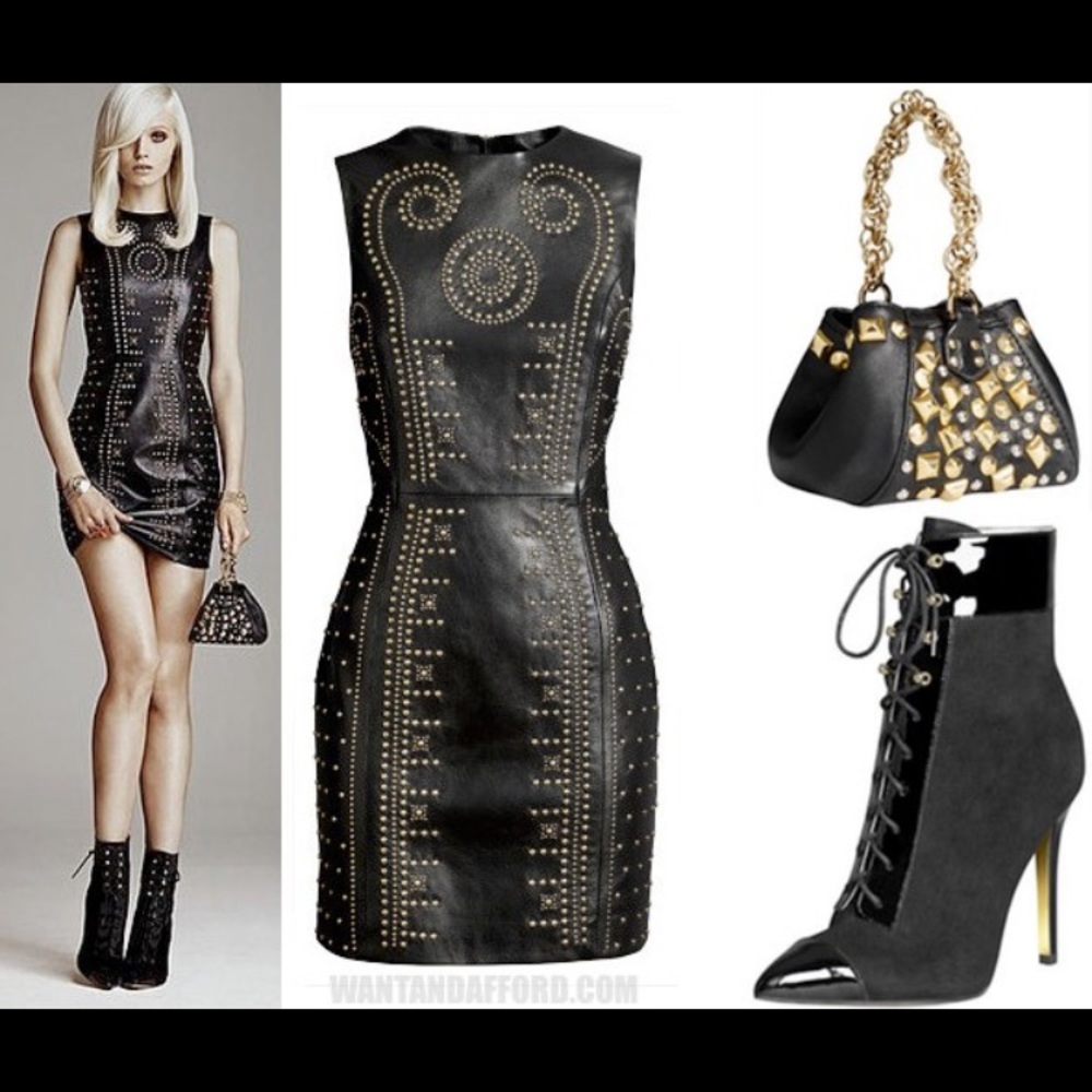 Versace for H&M Leather Gold Studded Dress 🔥🔥