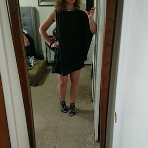 Free People One Sleeve Black Cape Dress