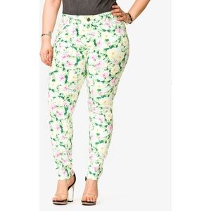 Floral print jeans