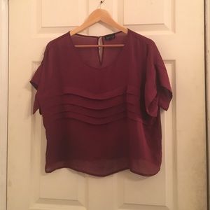 Topshop Maroon Chiffon Top