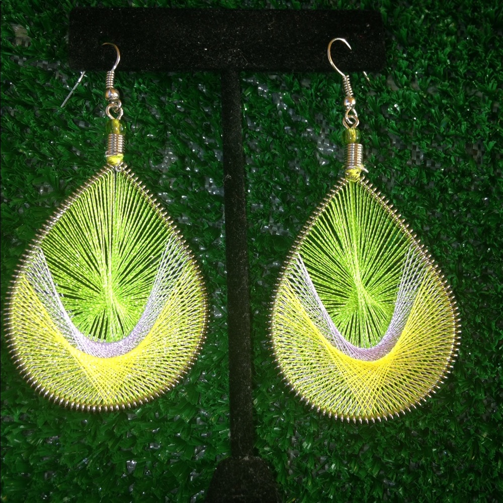 Neon Green Teardrop Earrings