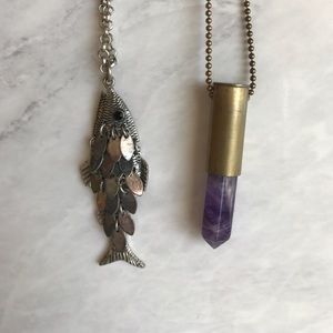 🖤Fish and Crystal Bullet She'll Case Necklaces🖤
