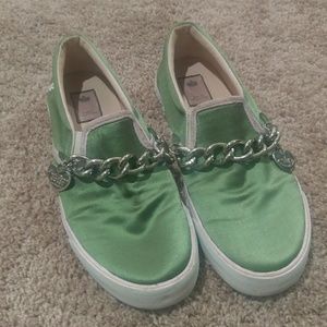 Juicy Couture Satin Loafers w/ Chain Detail