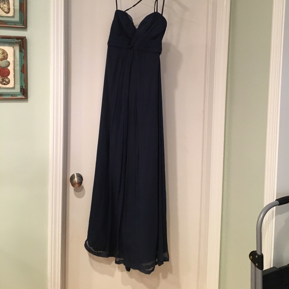 Long blue 100% silk dress