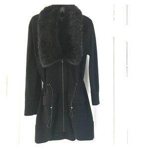 Fur collar sweater coat