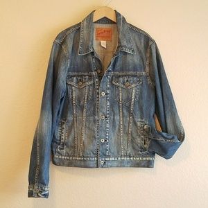 NWOT LUCKY BRAND MENS DENIM DISTRESSED JEAN JACKET