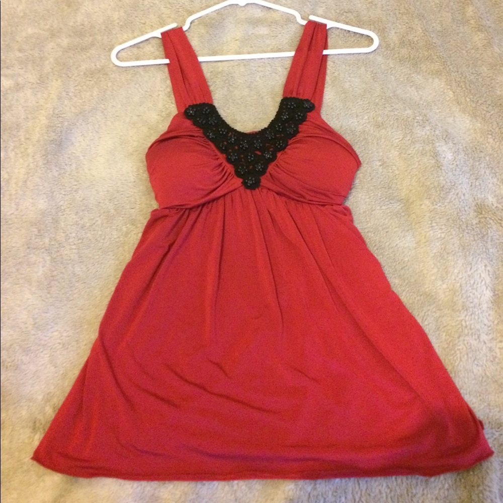 Red blouse with black accent