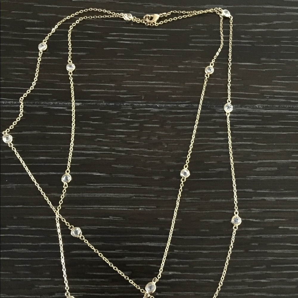 36inch wrap gold necklace with cz diamonds