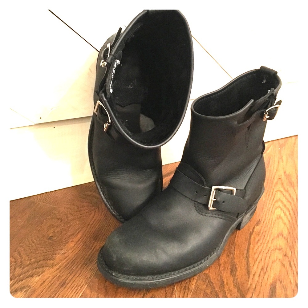 Black Leather Frye Boots