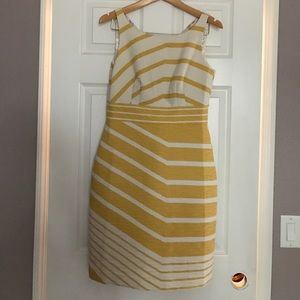 The Limited Yellow and Cream Striped Sheath Dress