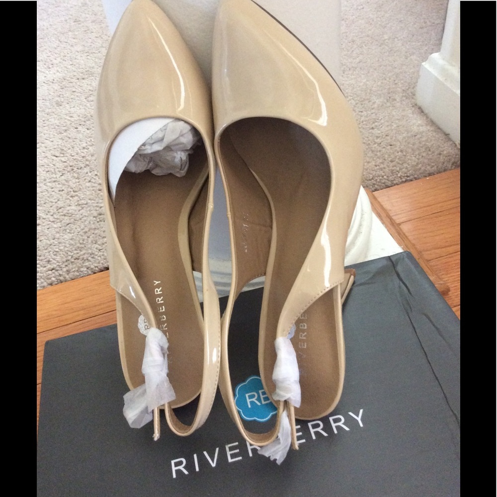 Riverberry women Sling Back Heels:  Nude patent
