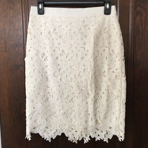 Loft white lace skirt