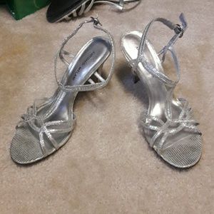 Antonio Melani Dazzle Silver Stiletto Sandals Shoe