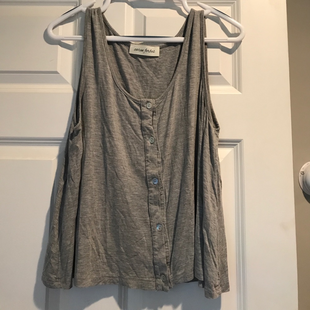 Gray Flowy Button-Up Tank