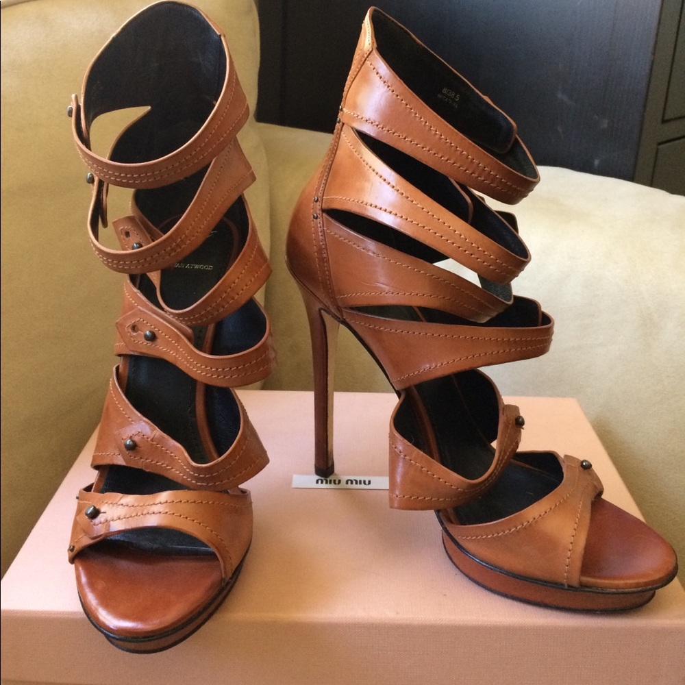 Brian Atwood Brown Strappy Heels