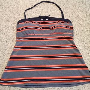 Nautica tankini size 12. Striped orange/navy/white
