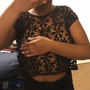 Crop see through knitted top