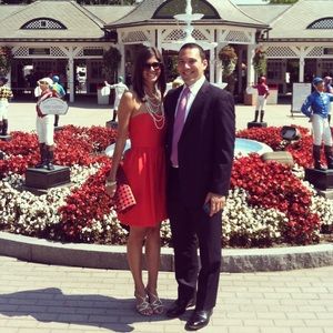 Loft red strapless dress