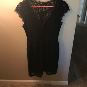 Babaton lace black dress with a see through back