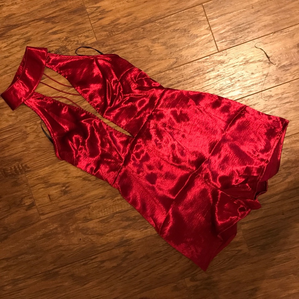 Shein Red Satin Romper