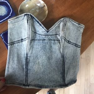 Crop bleach Denim bustier