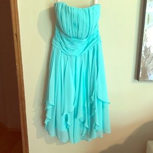 Chiffon Tiffany Blue Strapless Dress