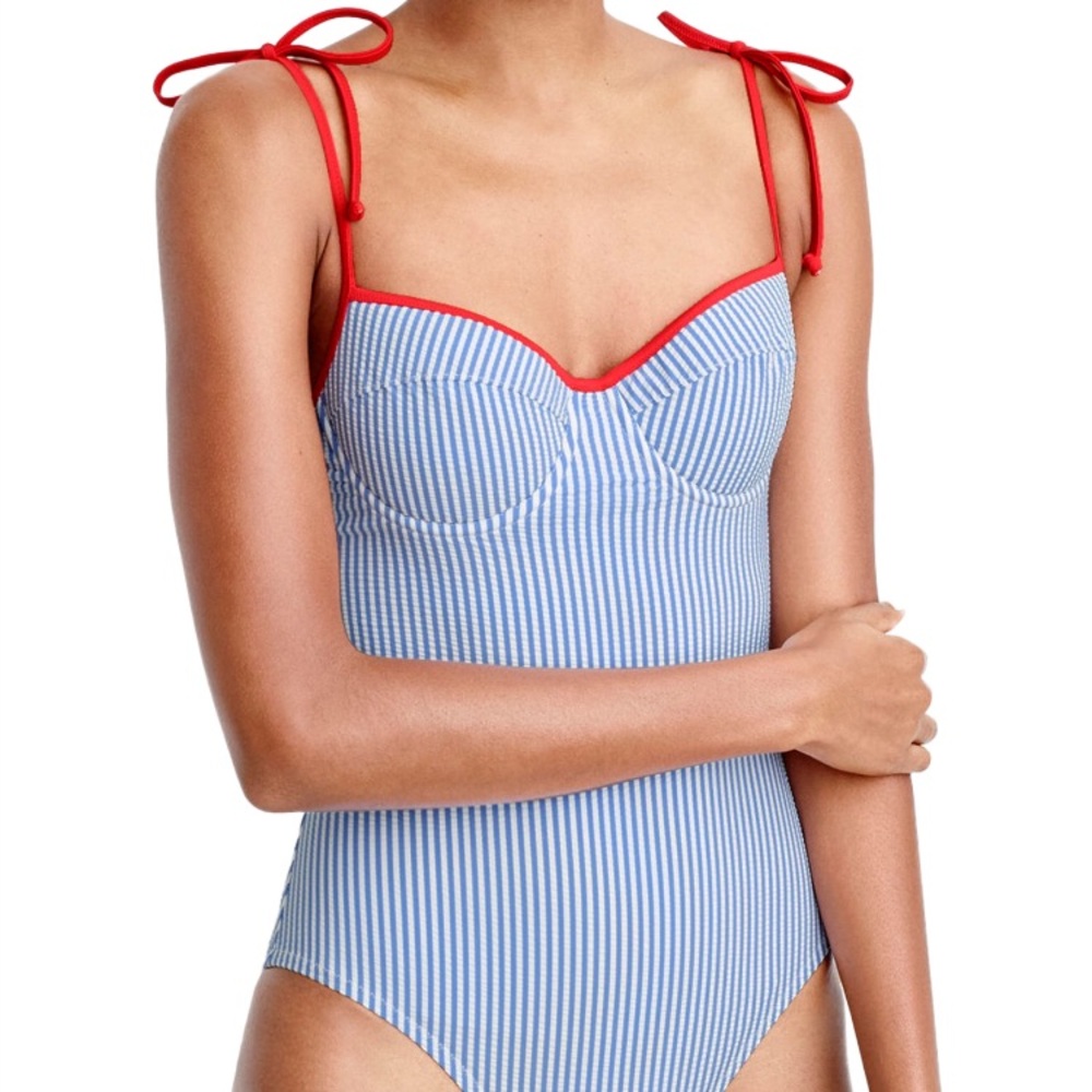 J crew seersucker 1 piece bathing suit