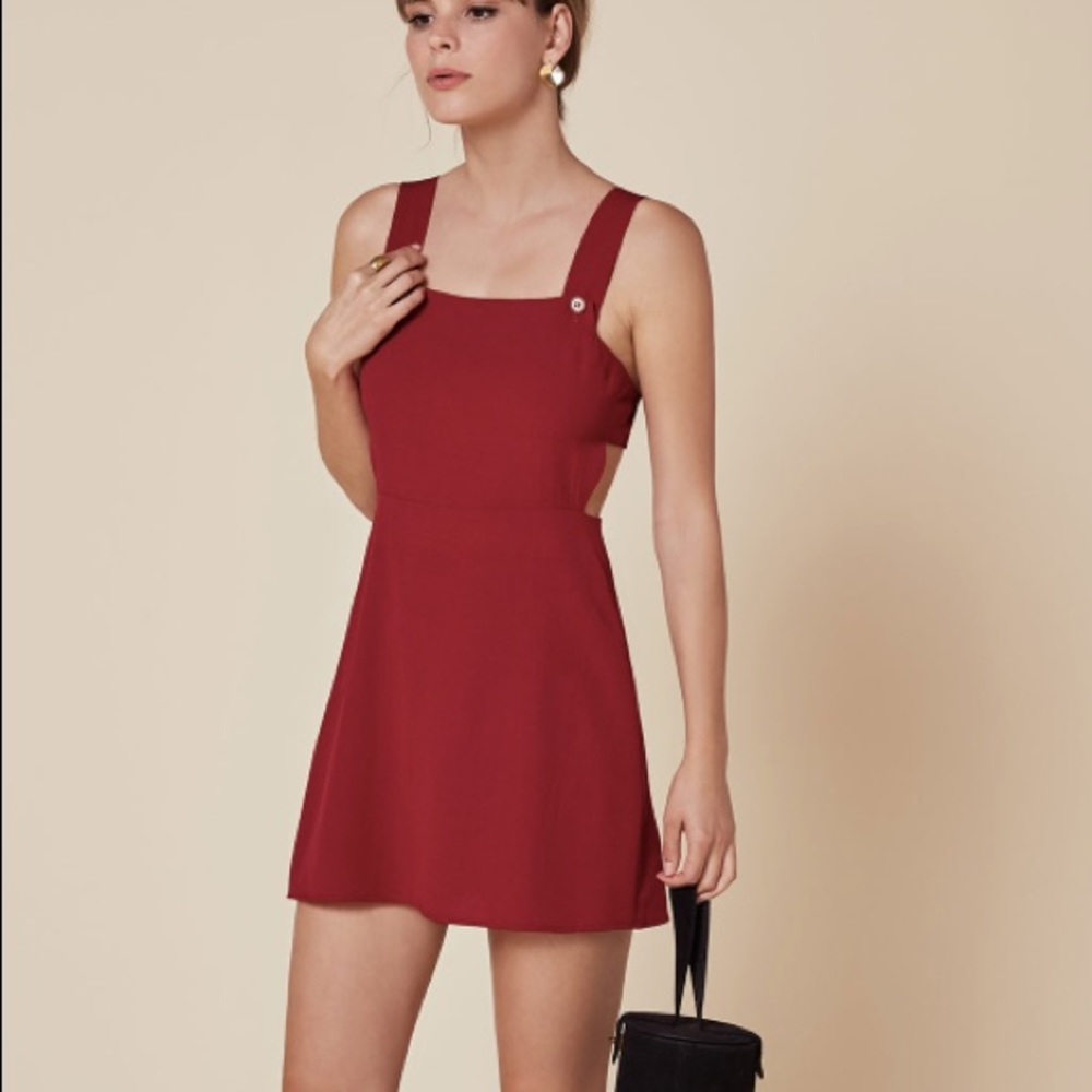 Red linen Reformation sundress
