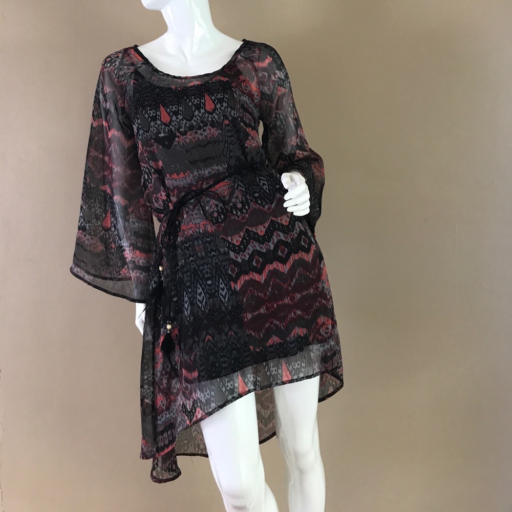 💗Gray & pink dress with grey slip