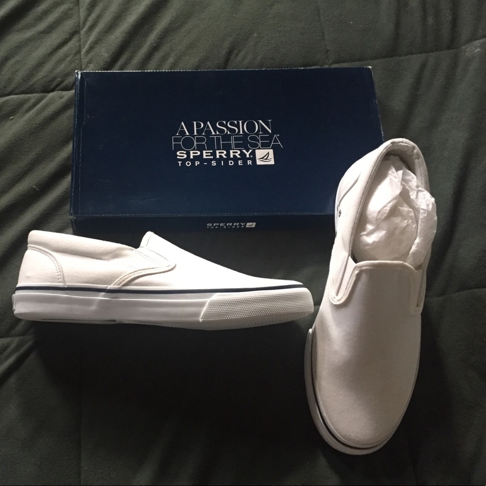Pair of Striper Slip on White